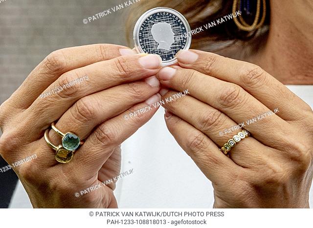 Princess Marilene of The Netherlands presents the Schokland five euro coin at world heritage Schokland, Netherlands, 8 September 2018