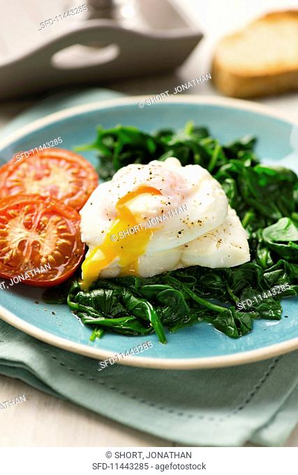 Haddock with spinach and poached egg
