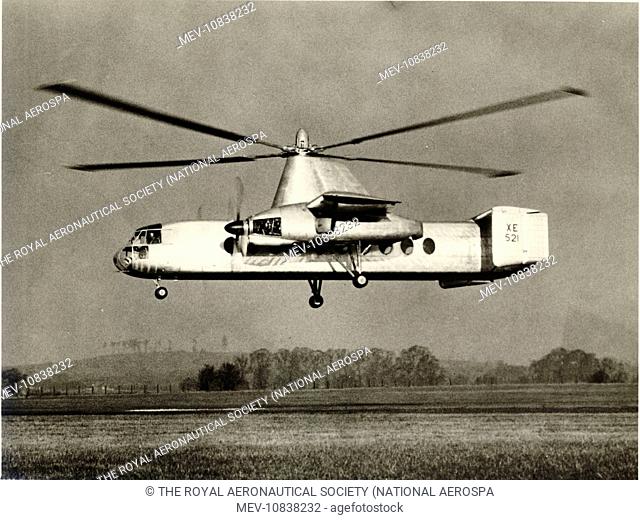 Fairey Rotodyne, XE521, made its maiden flight on 6 November 1957 in helicopter mode and without the folding upper fins