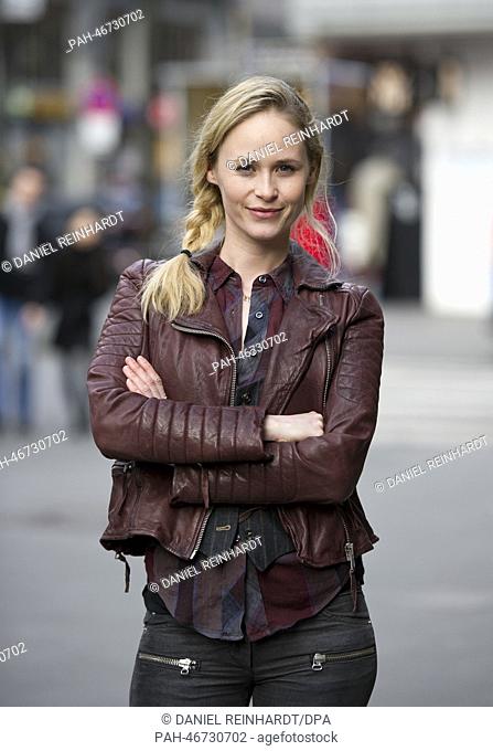 Danish actress Inez Bjoerg David smiles during a photocall at the set of the movie 'Alles ist Liebe' in Frankfurt Main, Germany, 28 February 2014