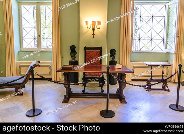 Furnitures in Achilleion palace built in Gastouri on Corfu Island for the Empress Elisabeth of Austria, also known as Sisi, Greece