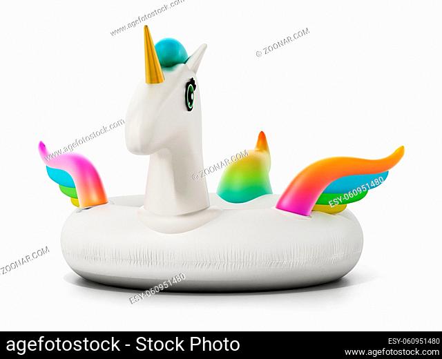 Unicorn shaped child buoy isolated on white background. 3D illustration