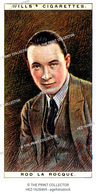 Rod la Rocque (1896-1969), American actor, 1928. Number 13 (of 25) in the second set of WD & HO Wills' Cigarette Cards entitled Cinema Stars (1928)