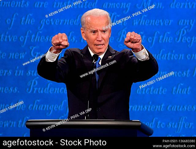 Democratic presidential candidate former Vice President Joe Biden speaks during the final presidential debate with Republican presidential candidate President...