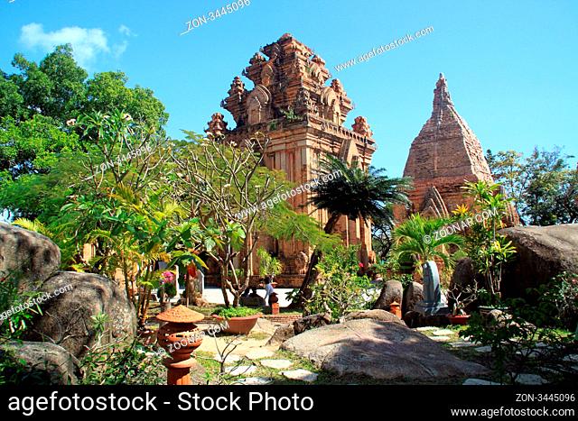 Garden and cham towers in Nha Trang, Vietnam