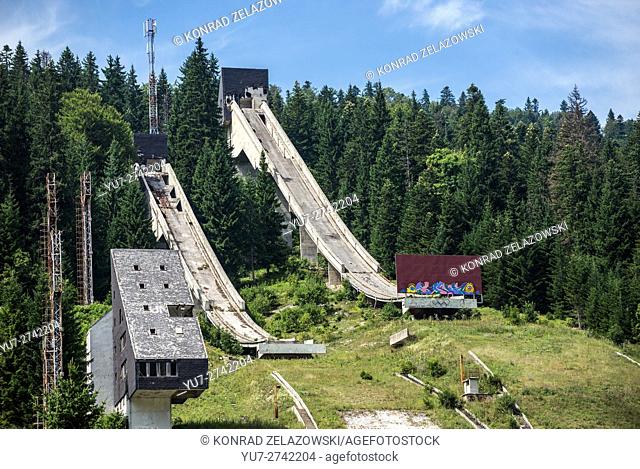 Igman Olympic Jumps also called Malo Polje in Ilidza, Sarajevo, Bosnia and Herzegovina built for 1984 Winter Olympics