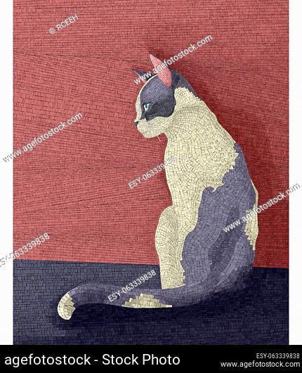 Spotted cat mosaic, vector illustration