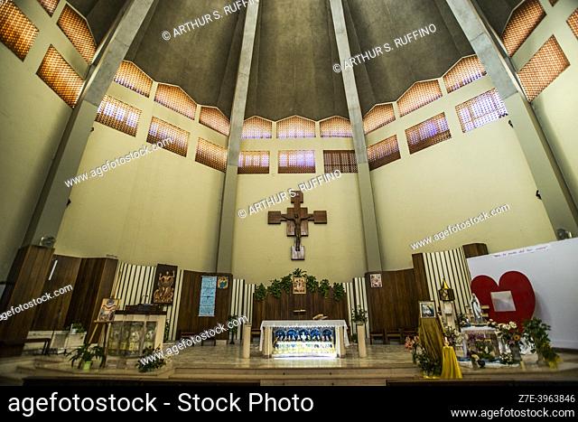 Interior of Church of the Immaculate Conception (Chiesa Maria Immacolata). Giardini Naxos, Metropolitan City of Messina, Sicily, Italy