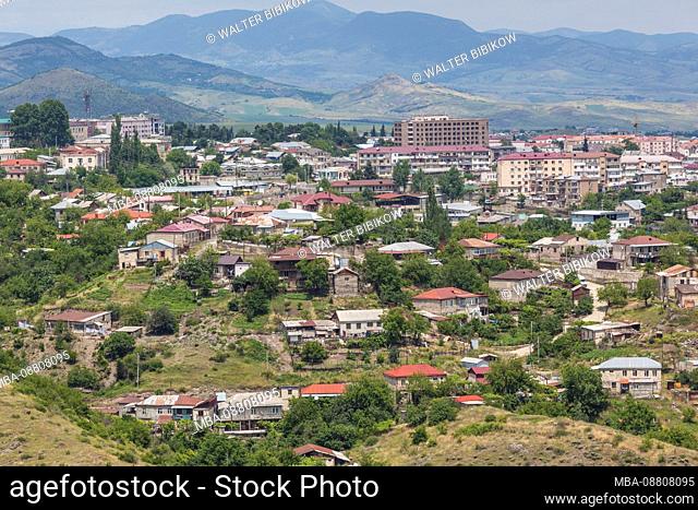 Nagorno Karabakh Republic, Stepanakert, high angle skyline view