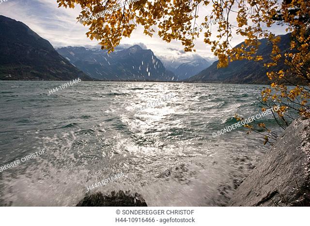Mountain, mountains, autumn, lake, Uri, Switzerland, Europe, Vierwaldstättersee, Lake Lucerne, central Switzerland, waves, weather, Lake Uri, Isleten