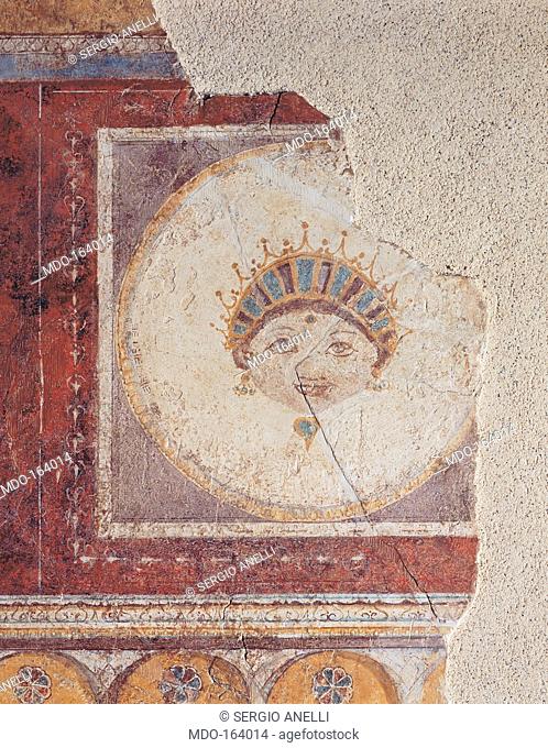 Diademed Head, by Unknown artist, 25, 1st Century, mural. Italy; Lazio; Rome; Palazzo Massimo alle Terme; Cubicolo B parete opposta dell'alcova