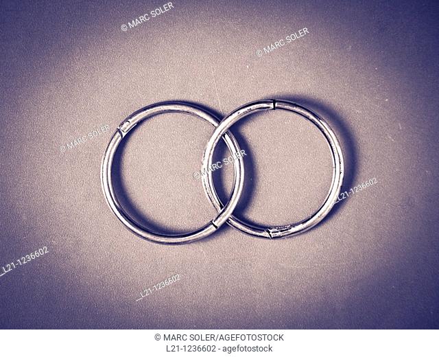 Two steel rings. Symbol of union