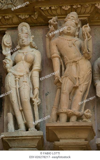 The famous temples of Khajuraho are a large group of medieval hindu and jain temples, famous for ther erotic sculptures. Situated in Madhya Pradesh