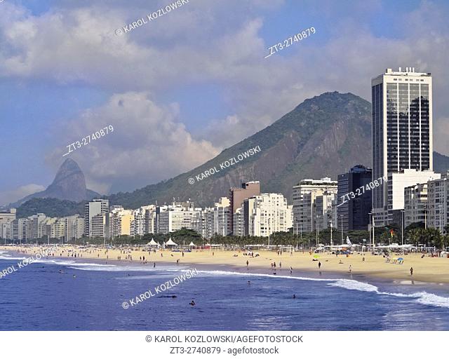 Brazil, City of Rio de Janeiro, View of the Copacabana Beach