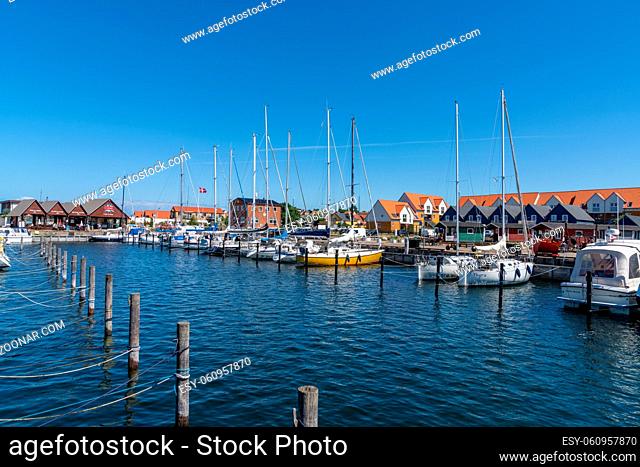 Hundested, Denmark - 15 June, 2021: view of the marina and yacht harbor in Hundested