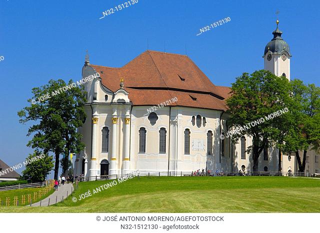Wieskirche, Wies church, Wies, Near Steingaden, UNESCO World Heritage Site, Romantic Road, Romantische Strasse, Upper Bavaria, Bavaria, Germany