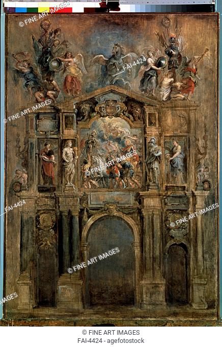 The Arch of Ferdinand. Rubens, Pieter Paul (1577-1640). Oil on wood. Baroque. 1634. State Hermitage, St. Petersburg. 104x72, 5. Painting