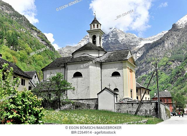 Church of Santa Maria Lauretana, Sonogno, Valle Verzasca valley, Canton Ticino, Switzerland, Europe