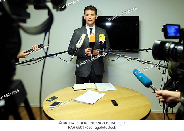 The Managing Director of the tour operator Lebenslust Touristik GmbH, Marco Scherer, gives a statement to reporters in Berlin, Germany, 13 January 2016