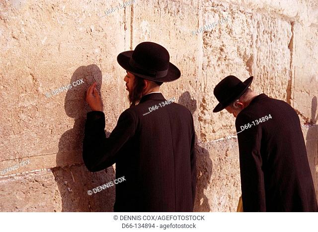 Orthodox Jews praying at the Western Wall, Jerusalem. Israel