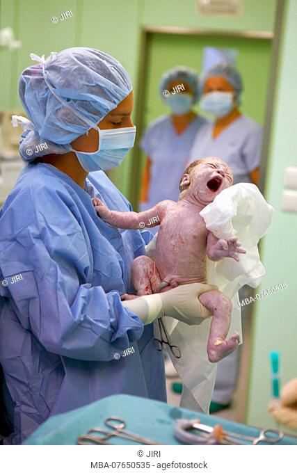 Newborn child, birth, nurse, operations, hospital, Czechia