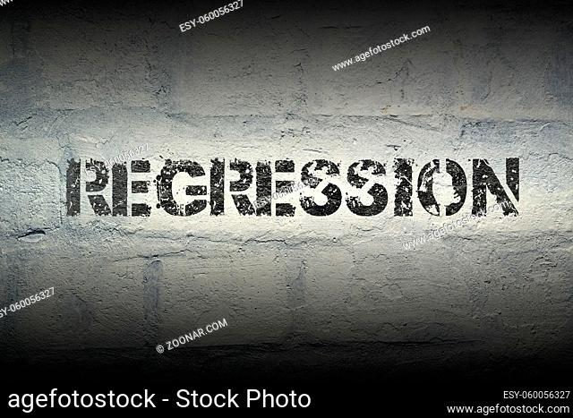 regression stencil print on the grunge white brick wall