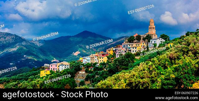 View of Legnaro in the Province of La Spezia, Liguria, Italy