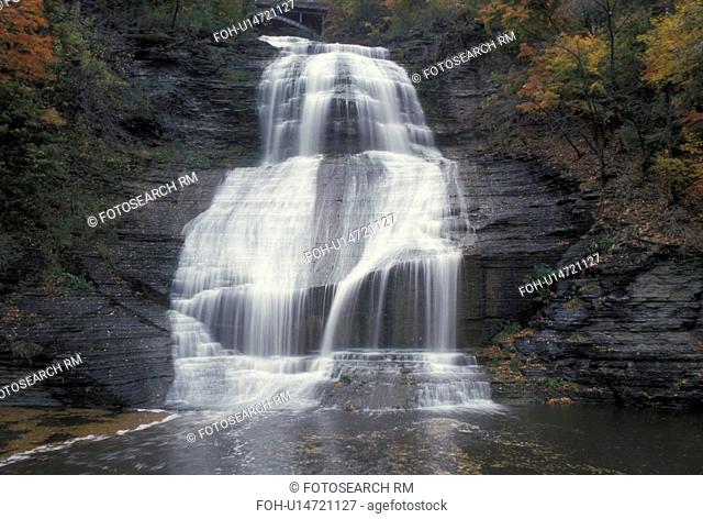 Montour Falls, NY, New York, Finger Lakes Region, She-Qua-Ga Falls, waterfall, autumn