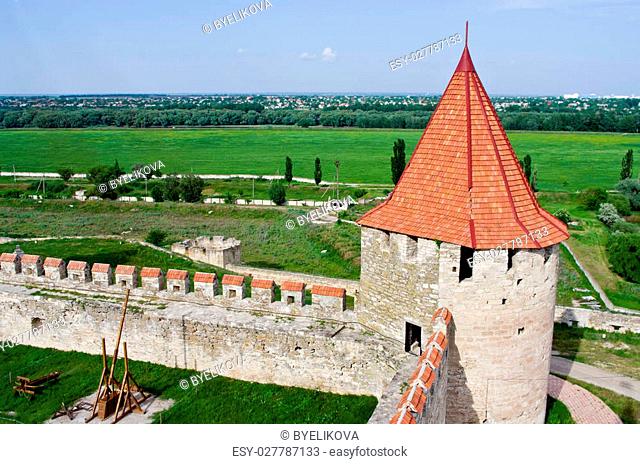 Old fortress on the river Dniester in town Bender, Transnistria. City within the borders of Moldova under of the control unrecognized Transnistria Republic