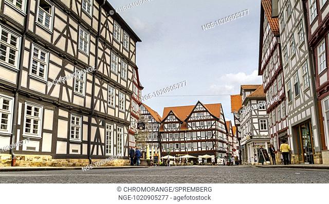 Facade of half-timbered houses in Melsungen