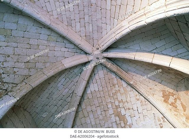 Brick vault, architectural detail of Chateau de Lucheux (12th century), Picardy, France