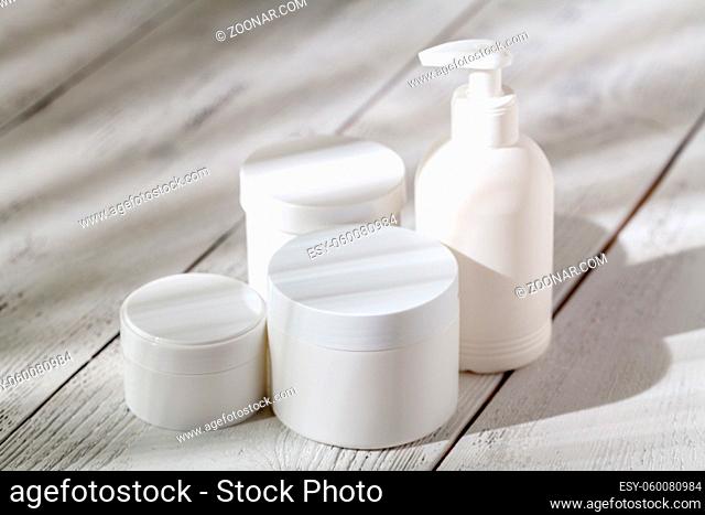 Cosmetics SPA branding mock-up on white background, place your design