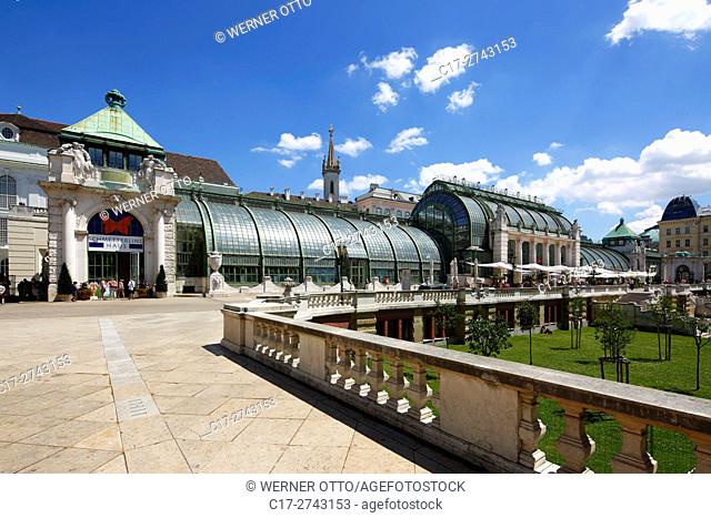 Austria, A-Vienna, Danube, Federal Capital, palm house at the Burggarten, greenhouse, glasshouse, butterfly house, restaurant, art nouveau