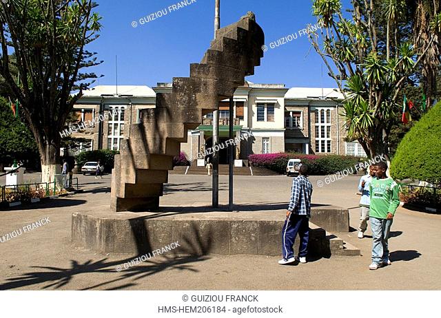 Ethiopia, Addis Ababa, the staircase built by the Italians, a symbol of fascism to the Ethnographic Museum in the former palace of Emperor Haile Selassie