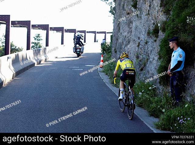 Danish Jonas Vingegaard of Jumbo-Visma pictured in action during stage 9 of the Tour de France cycling race, a 182, 4 km race from Saint-Leonard-de-Noblat to...