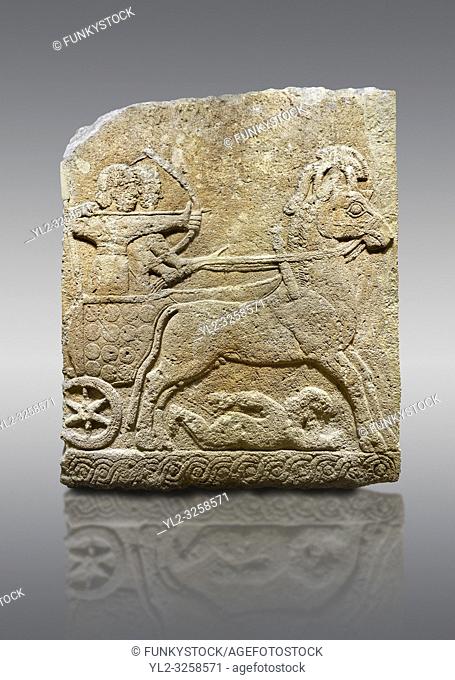 Hittite relief sculpted orthostat stone panel of Long Wall Limestone, Karkamis, (Kargamis), Carchemish (Karkemish), 900 - 700 B.C. Chariot