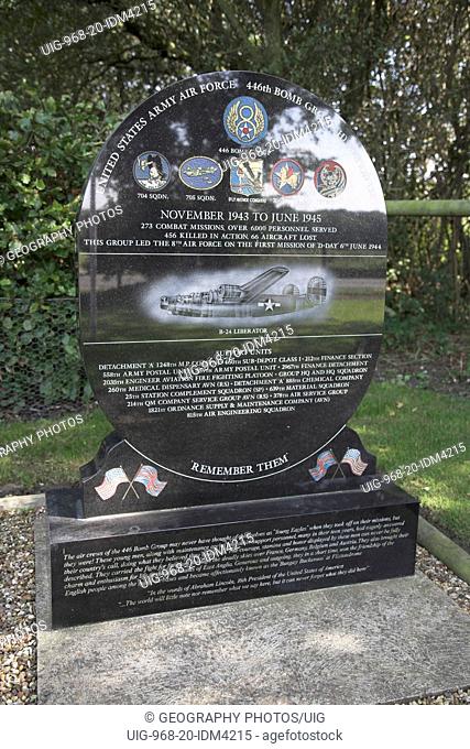 446 th Bomb Group memorial plaque Flixton airfield Bungay Suffolk England