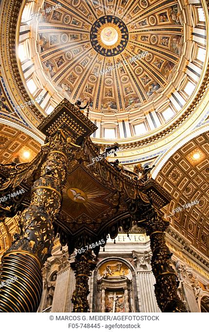 Bernini's Baroque Baldachin in St  Peter's Basilica  The Vatican, Rome, Italy