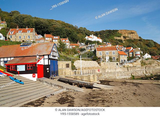 Runswick Bay lifeboat station and village near Whitby on the North Yorkshire coast  England, United Kingdom