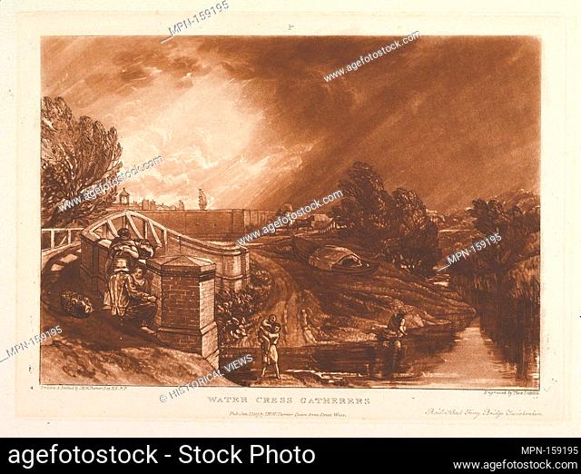 Water Cress Gatherers, Rails Head Ferry Bridge, Twickenham (Liber Studiorum, part XIII, plate 62). Artist: Designed and etched by Joseph Mallord William Turner...