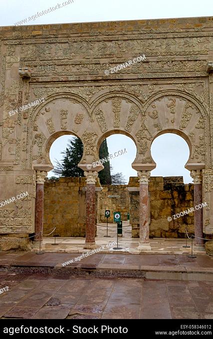 Cordoba, Spain - 31 January, 2021: view of the House of Ya'far in the ruins of the Medina Azahara