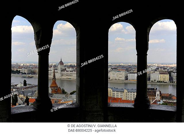 View of the Parliament from the Fisherman's Bastion, Budapest, Hungary