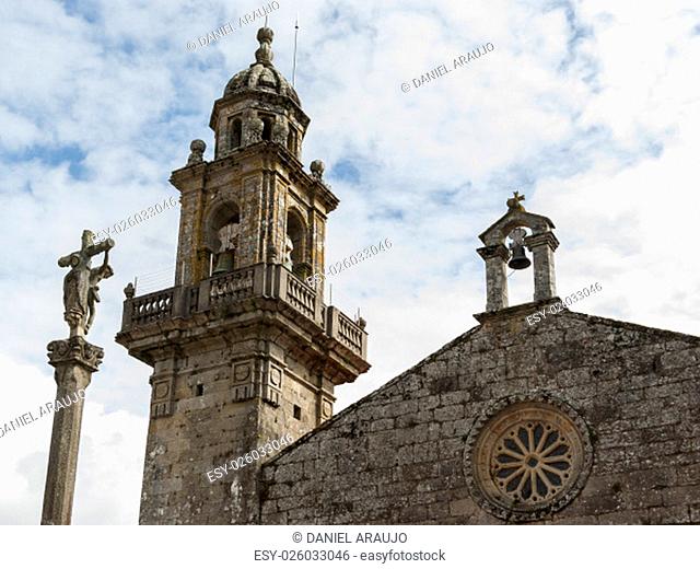 Facade of the romanesque ex-collegiate church of Santa Maria (Muros, Spain)