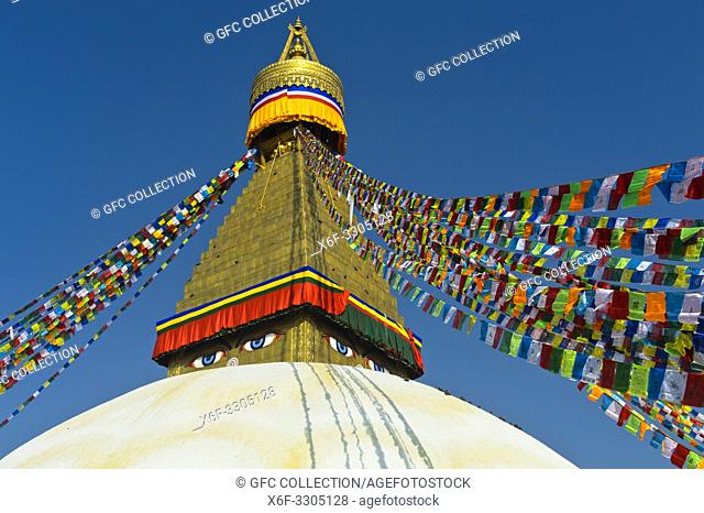 Boudhanath Stupa with Buddha eyes, Kathmandu, Nepal