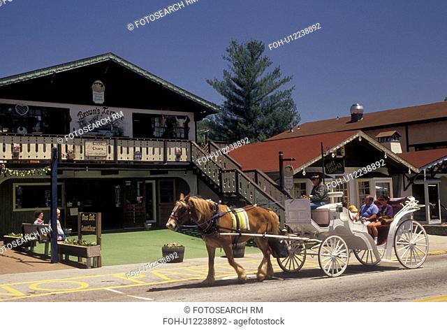 carriage ride, Alpine Village, Helen, GA, Georgia, Horse-drawn carriage carries visitors through the alpine village of Helen in North Georgia