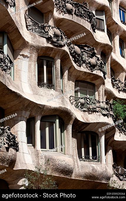 Famous Gaudi's masterpiece - Casa Mila or La Pedrera, Barcelona, Spain