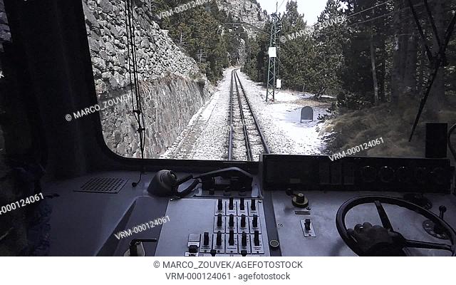 Cog railway, which transports users to Nuria Valley, natural park of great tourist Turistic the Catalan Pyrenees