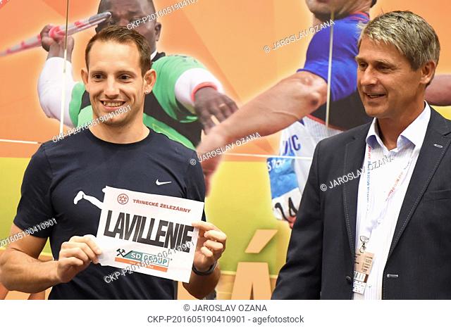 World record holder in the pole vault Renaud Lavillenie of France and IAAF World Challenge Ostrava Golden Spike athletic meeting Director and former Czech...