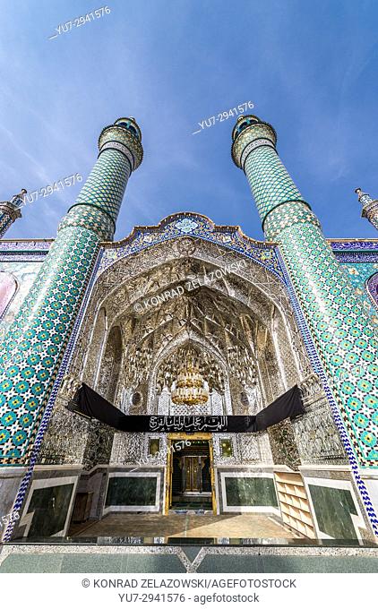 Minarets of holy shrine of Imamzadeh Helal Ali (Hilal ibn Ali) in Aran va Bidgol, Isfahan Province in Iran