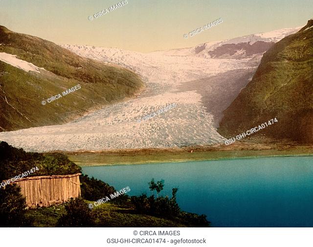 Glacier, Svartisen, Norway, Photochrome Print, circa 1900